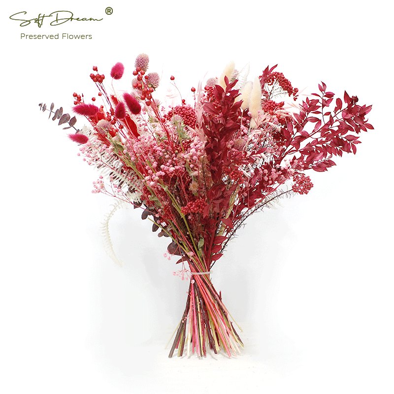 2024 Softdream Wholesaler autumn colorful handmade preserved flower natural dried flower bouquet for wedding gift and home deco