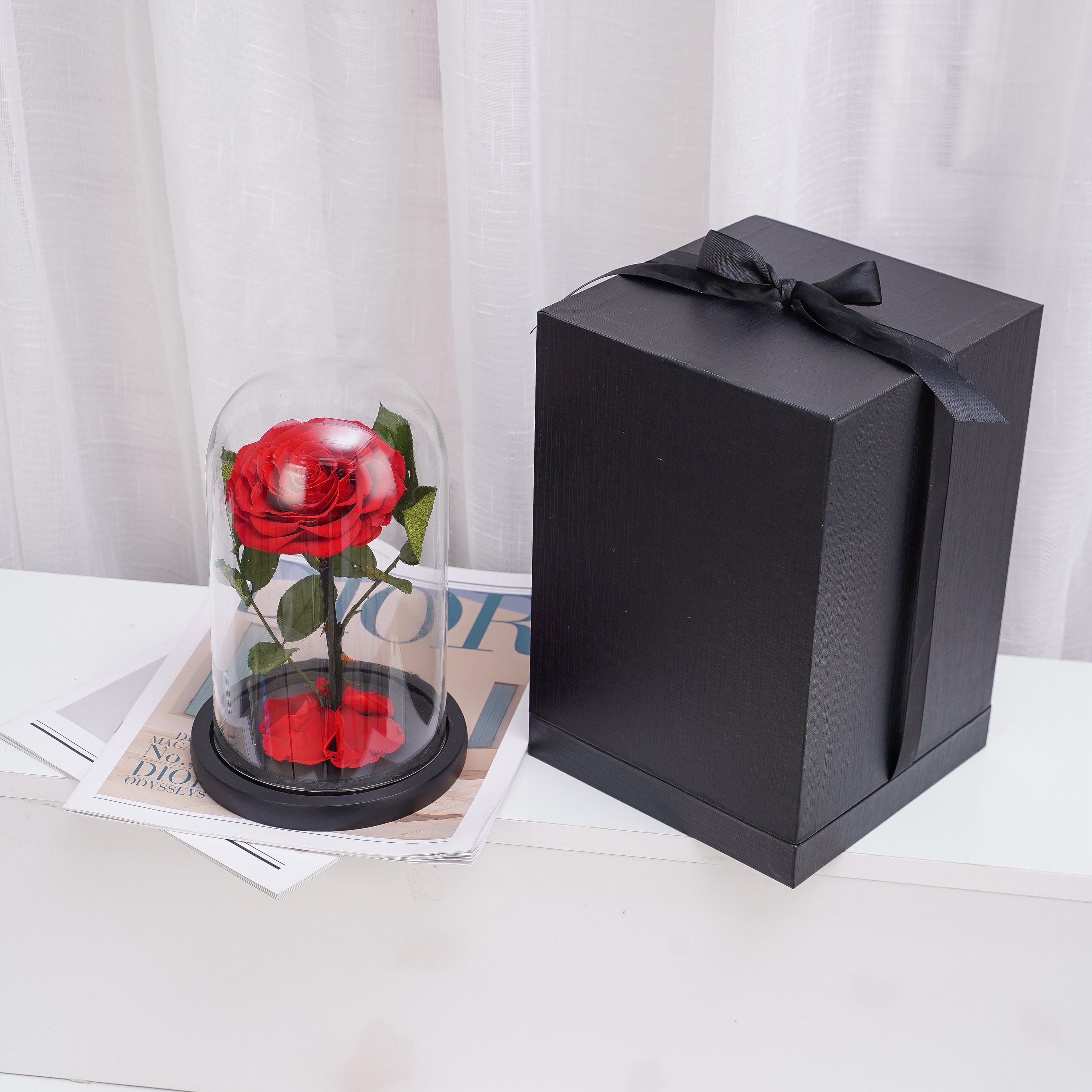 Valentines Day Mother Day Gift Box Everlasting Eternal Flower Immortal 100% Real Rose Preserved Flower in Dome Box