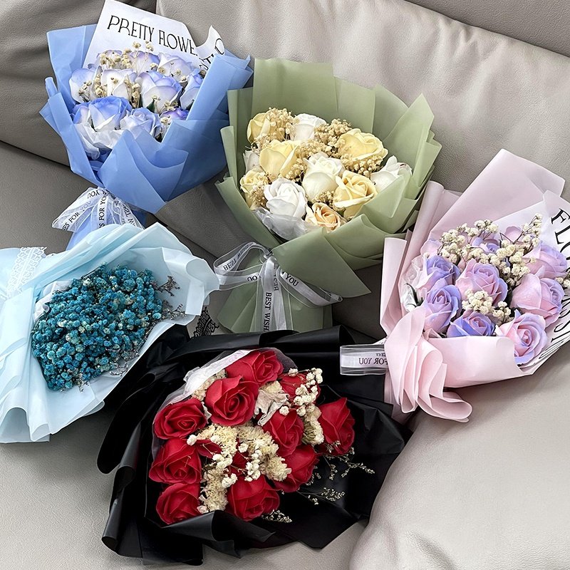 Valentines day gift 11 Soap rose Rose gift box Dried flowers decoration artificial rose create soap flower bouquet