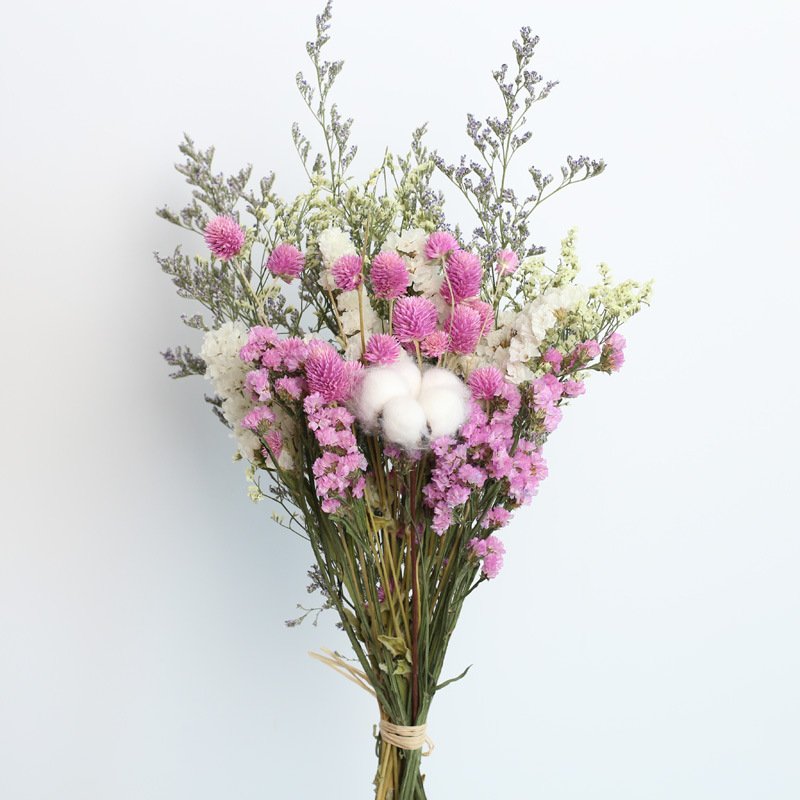 Real Nordic style Rose Cotton Eucalyptus Daisy Dried Flower Bouquet for Living Room Home Decoration