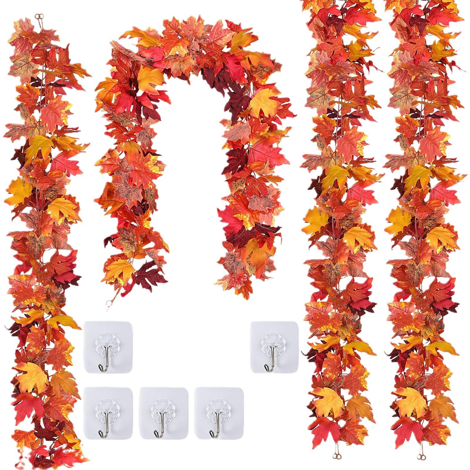 2024 Wholesale Artificial Leaves Hanging Vine Silk Maple Leaf Fall Garland Indoor Outdoor Party Christmas Decor