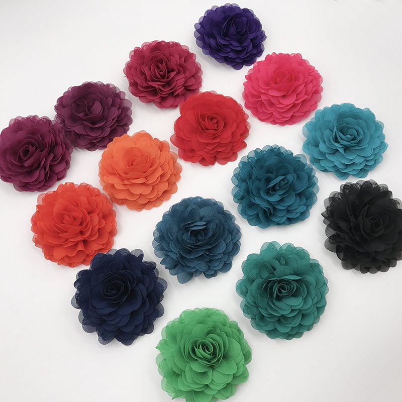 Custom decorative flowers wedding Handmade garment accessories Chiffon Fabric decorative Flowers