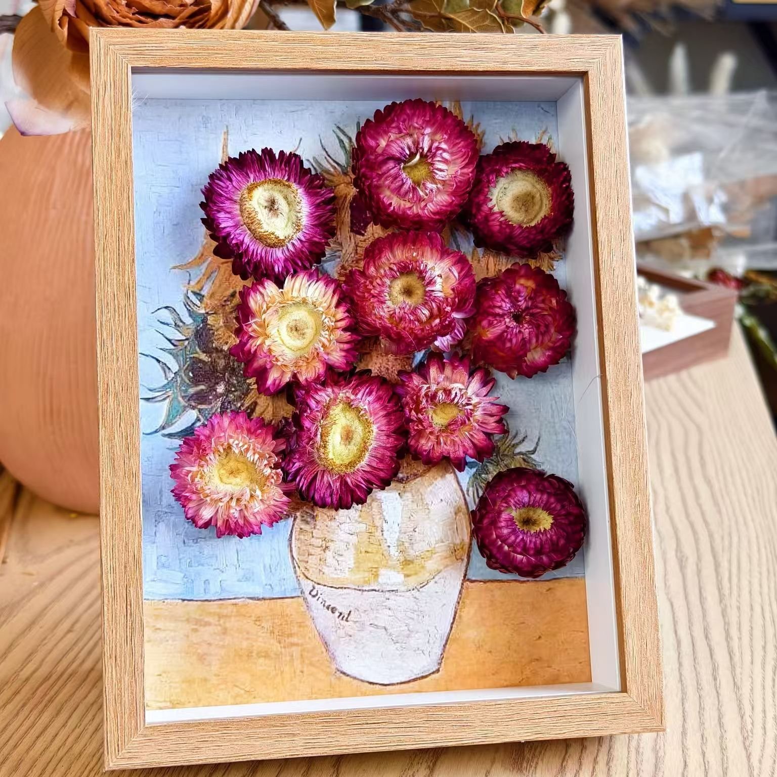Preserved dry Sunflower dried flower frame decoration for Home Indoor
