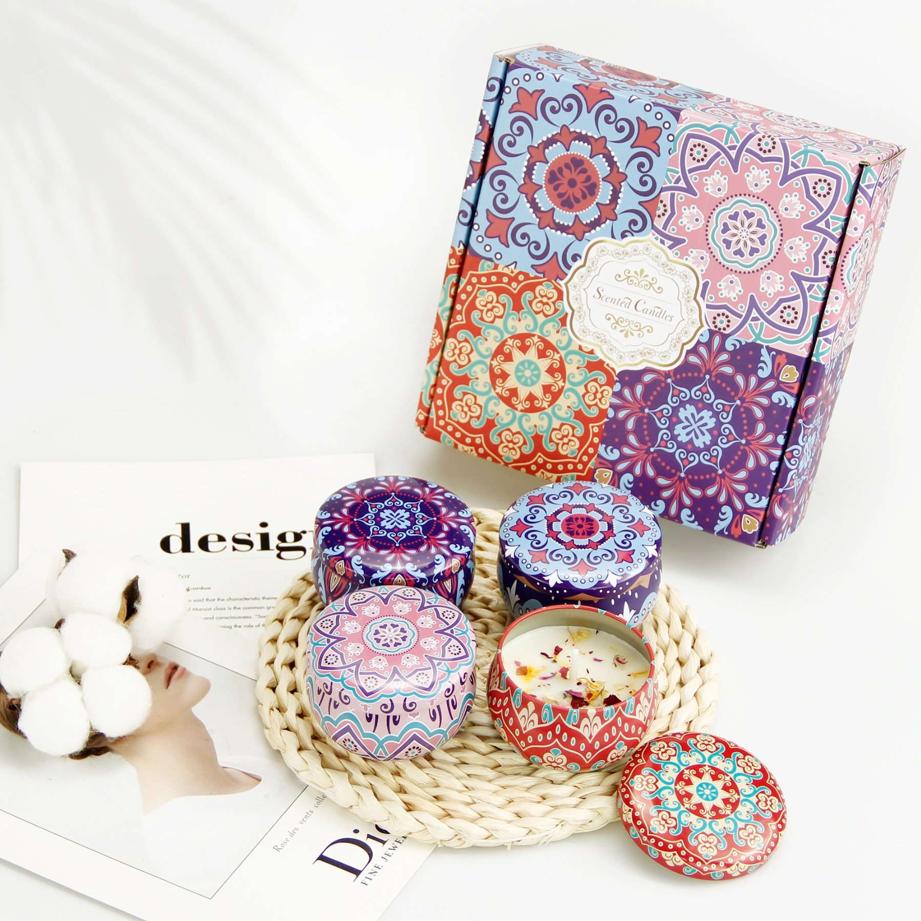 Ethnic Air-Dried Flower Decoration Aromatherapy Soy Wax Candle Scented Candle for Wedding Christmas Holiday Gift Travel Souvenir