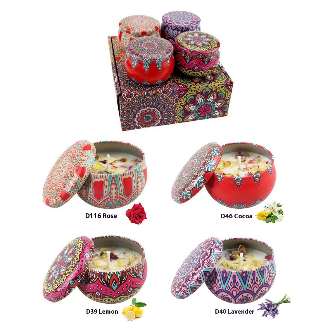 Ethnic Air-Dried Flower Decoration Aromatherapy Soy Wax Candle Scented Candle for Wedding Christmas Holiday Gift Travel Souvenir