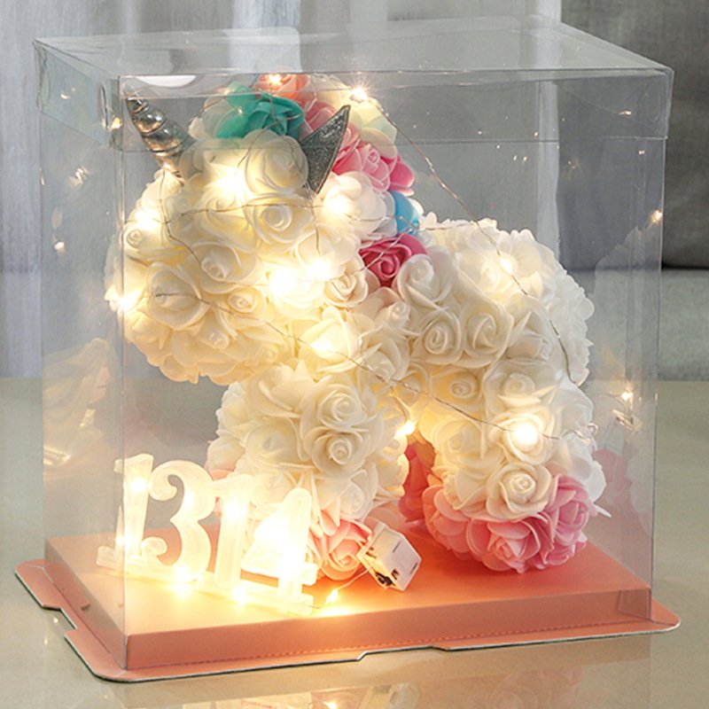 Wholesale PE Christmas Gift Simulation Flower Unicorn Valentine's Day Creative Gift Rose Unicorn with Gift Box