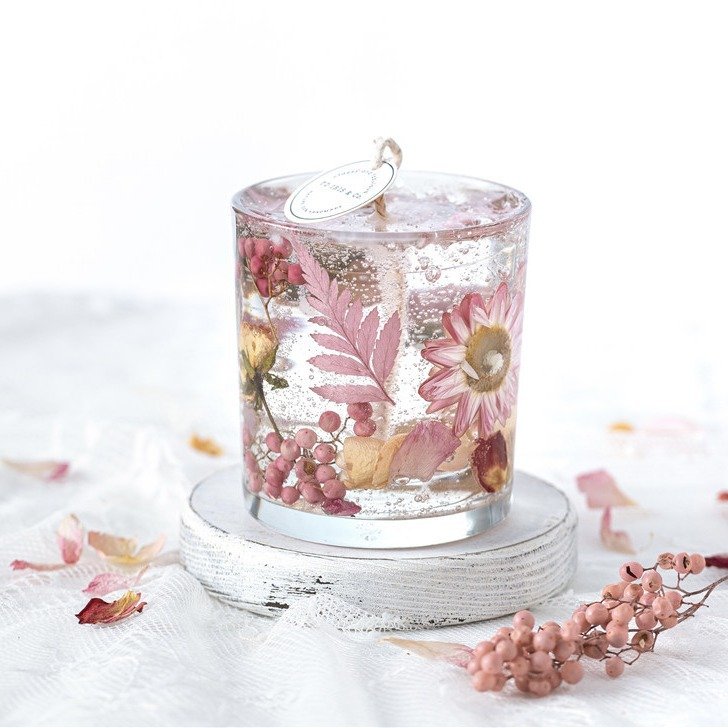 Popular Handmade Dried Flowers Jelly Gel Wax Scented Candles Home Decoration Scented Candles For Wedding Gifts