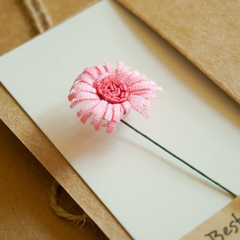 Custom Handmade Vintage Kraft Blank Note Card Thank Notes Dried Flowers Greeting Cards For Birthday Party Invitation Card