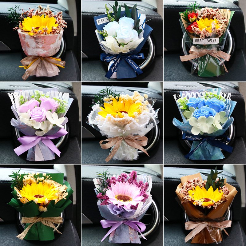 Customizable Car Freshener Mini Dried Flower Packaging Box Luxury Flower Bouquet Gift Box Dry Flower Air Car Outlet Decoration