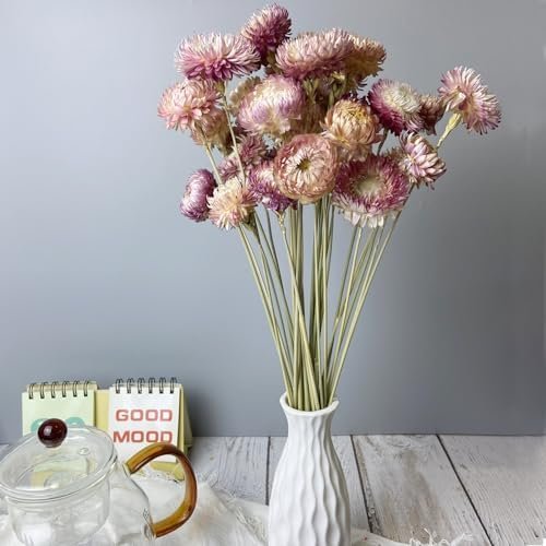 100% Natural Flowers, Dried Bouquet 30 Stems Chrysanthemums, Vase Flower Arrangement, Home Decor Photo Props