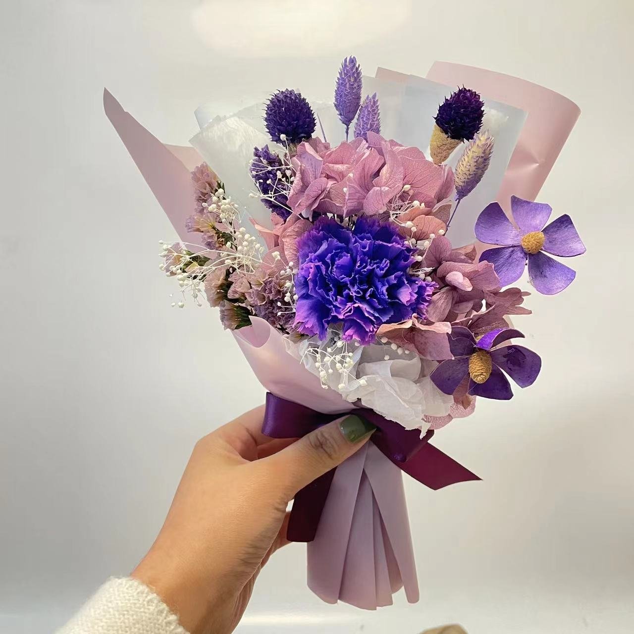 purple dried floral arrangement boho wedding deco large bouquet bridal bouquets dried floral butterfly bouquet