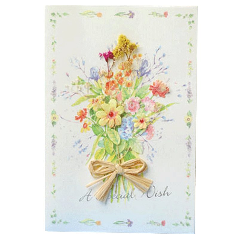 3D Paper Dried Flowers Envelop Wedding Business Festival Greeting Cards Christmas Birthday Gift Card 'Thank Weddings