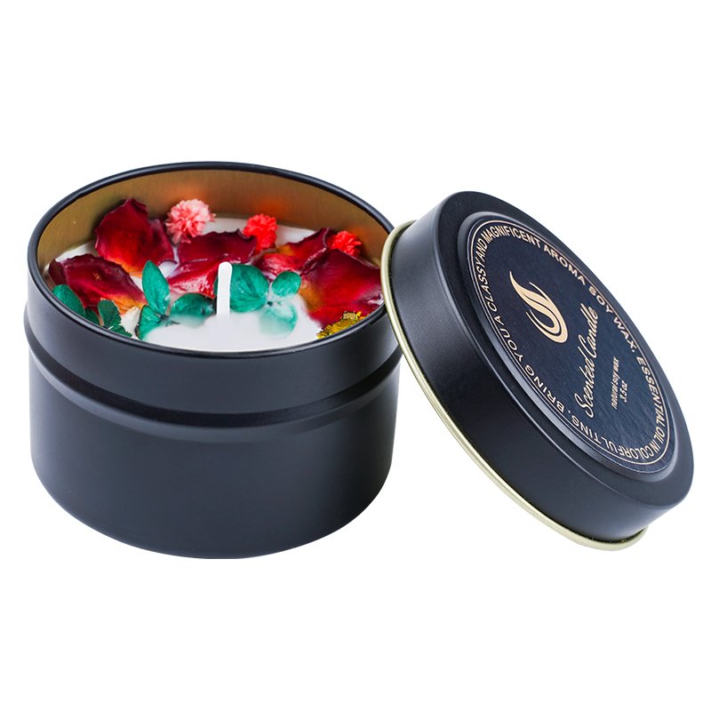Wholesale Custom Candle Private Label Luxury Essential Oil Soy Wax Scented Dried Flower Candles With Gift Box