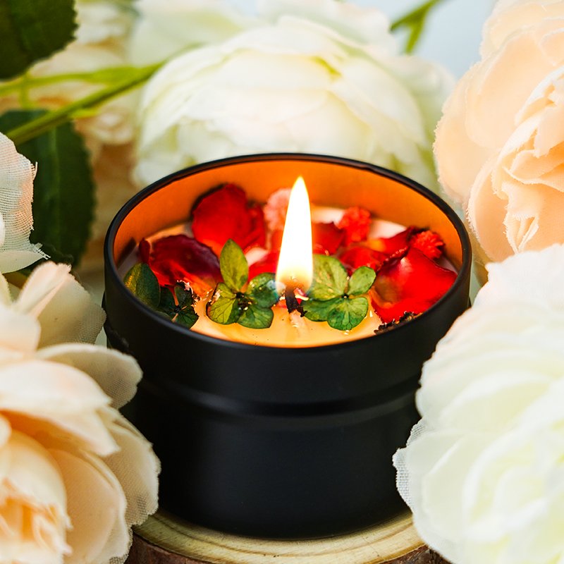 Wholesale Custom Candle Private Label Luxury Essential Oil Soy Wax Scented Dried Flower Candles With Gift Box