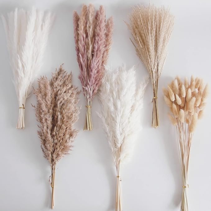 Dried Pampas Grass Bouquet Boho Table Decor pampas bunny tail Grass for Wedding, Home, Rustic Party, Baby Shower Decorations