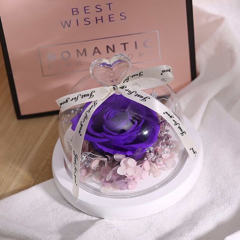 Forever Real Natural Everlasting Immortal Decor Dried Women Gifts Eternal Heart Design Gift Flower Preserved Rose Light In Box