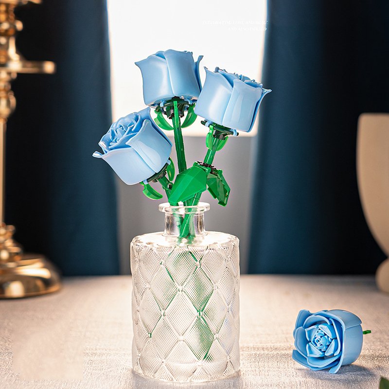 hot sale children toy kits flowers handmade diy lego flower bouquet roses
