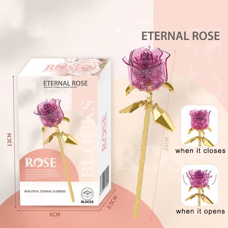 hot sale children toy kits flowers handmade diy lego flower bouquet roses