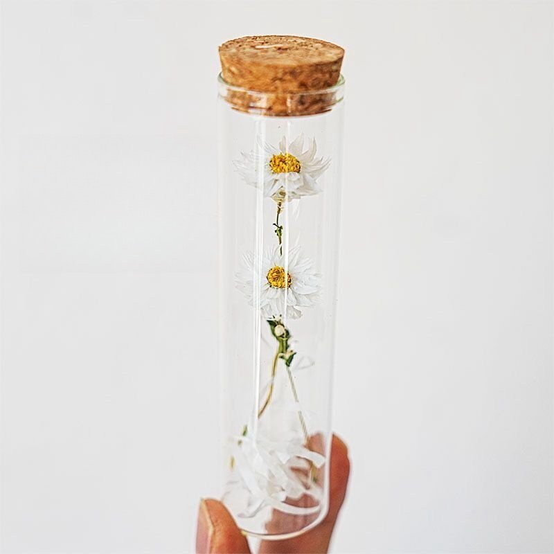 Joyen Hot Selling Mini Dried Flower Bouquet in Glass Tube Natural Dried Flowers Wedding Favors Gift