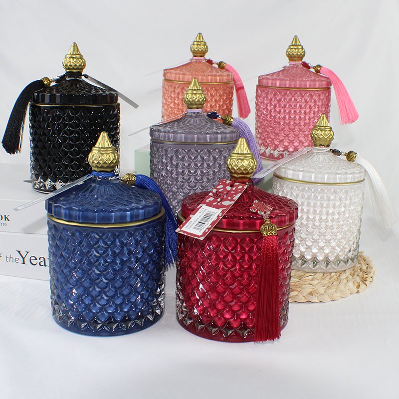Factory Produced Clear Polka Dot Glass Candle And Aromatherapy Crystal Dried Flowers White Candle