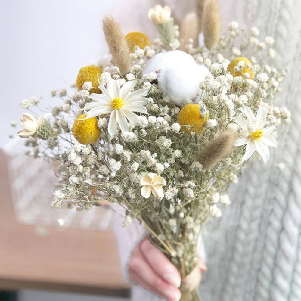 Gardenfactory golden ball bouquet dried flower yellow craspedia billy balls wedding decor party table vases