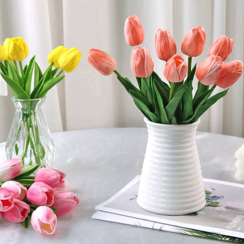 Pu Tulip Simulation Feel Tulip Flower Home Decoration Ornaments Wedding Photography Props Fake Flowers