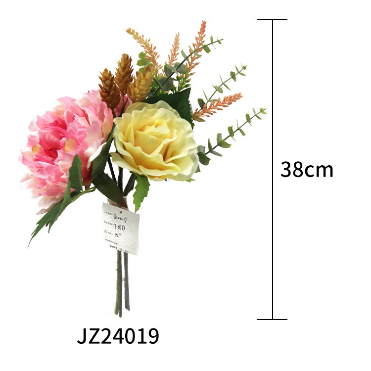Wholesale 38cm 5-Head Peony Rose Bundle Preserved Outdoor Wedding Bride Bouquet & Home Decor Dried Flowers & Plants