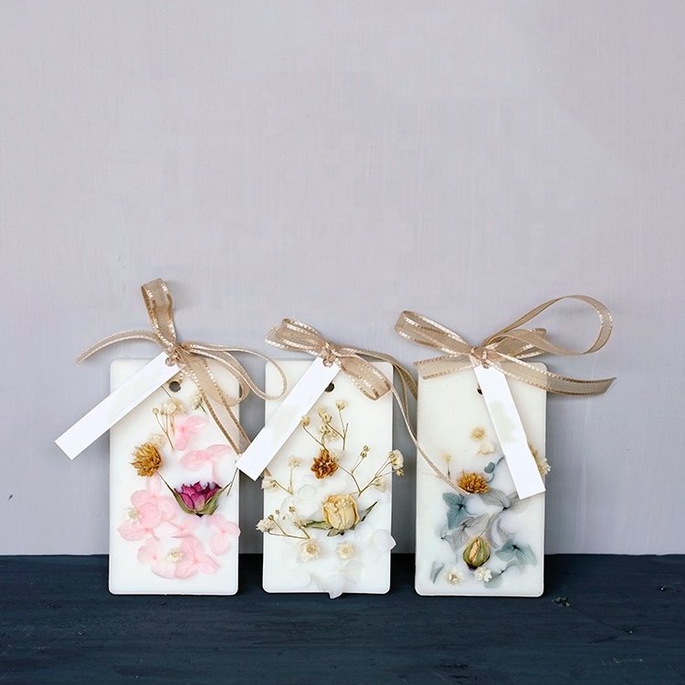 Novelty Design Wholesale Custom Handmade Dried Flower Home Decor Soy Wax Aroma Wax Tablets
