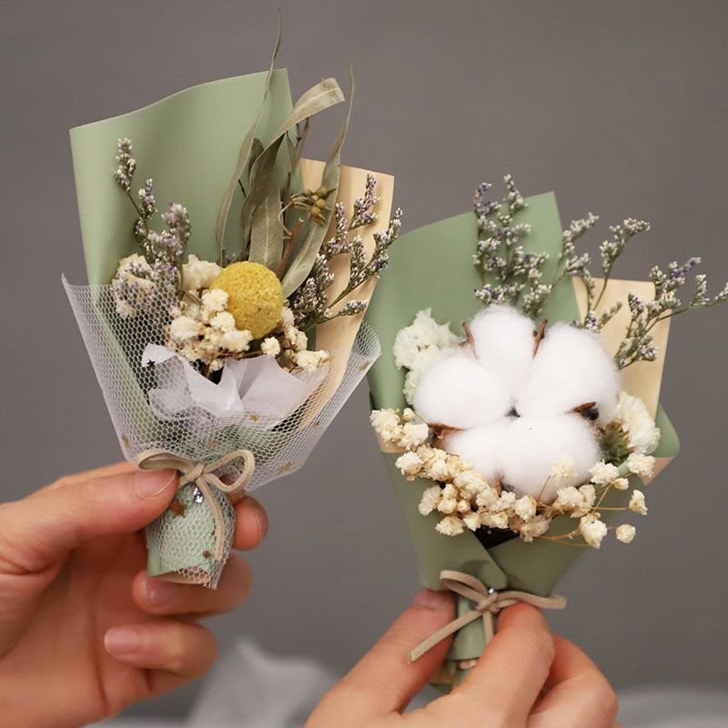 Mini Handmade Gypsy Bouquet Exquisite Immortal Rose DIY Christmas Decoration Cotton Souvenir Gift with Car Dried Flowers