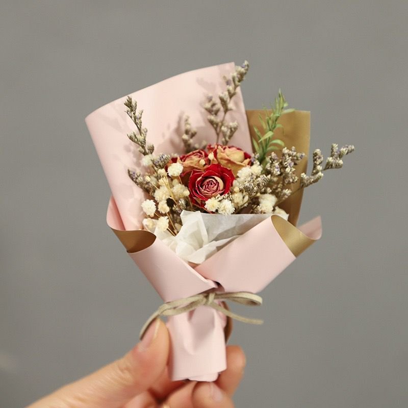Mini Handmade Gypsy Bouquet Exquisite Immortal Rose DIY Christmas Decoration Cotton Souvenir Gift with Car Dried Flowers