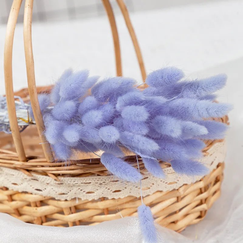Multicolor 60pcs Wedding Decor Bunny Tails Grass Flower Preserved Rabbit Tail Home DIY Bouquet for Christmas Party Easter