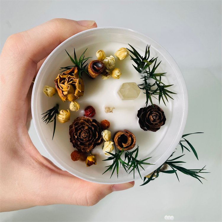 custom logo luxury healing gemstone natural crystal witchcraft scented candles with dried flower for new years gift