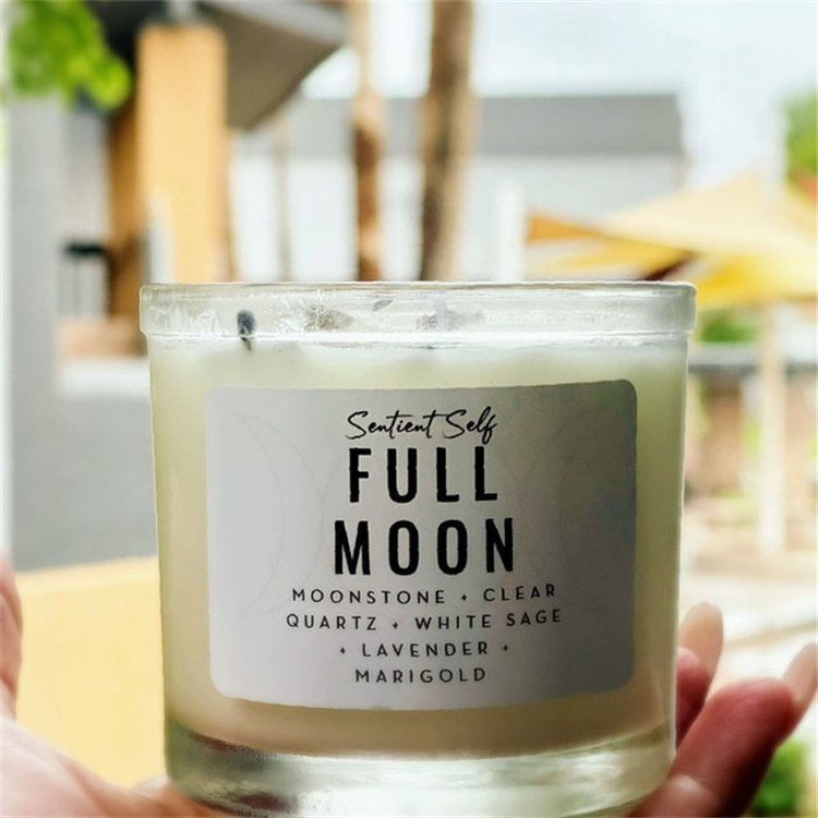 custom logo luxury healing gemstone natural crystal witchcraft scented candles with dried flower for new years gift