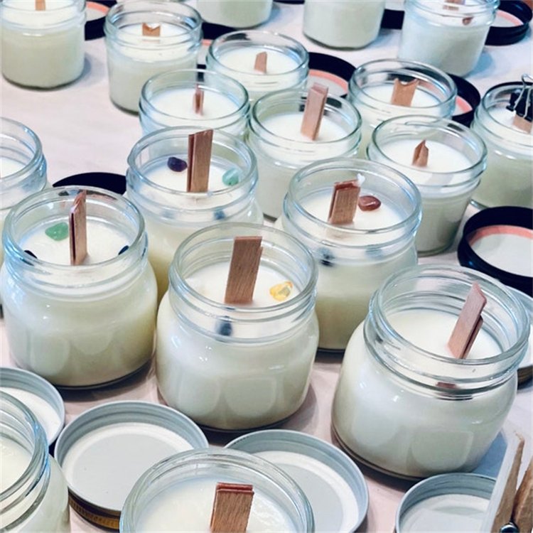 custom logo luxury healing gemstone natural crystal witchcraft scented candles with dried flower for new years gift