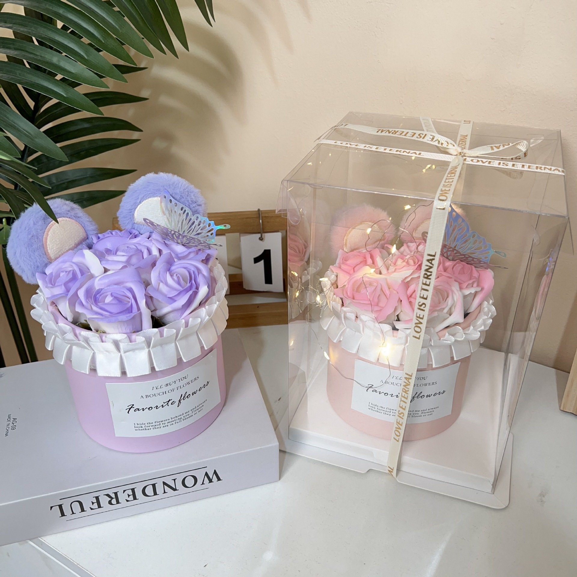 Valentine's day gift handmade preserved flower flower and dried flower bouquet with gift box gift for festivals