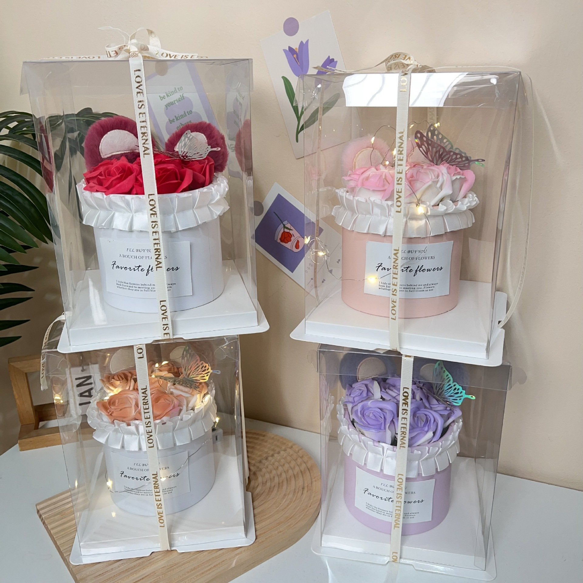 Valentine's day gift handmade preserved flower flower and dried flower bouquet with gift box gift for festivals