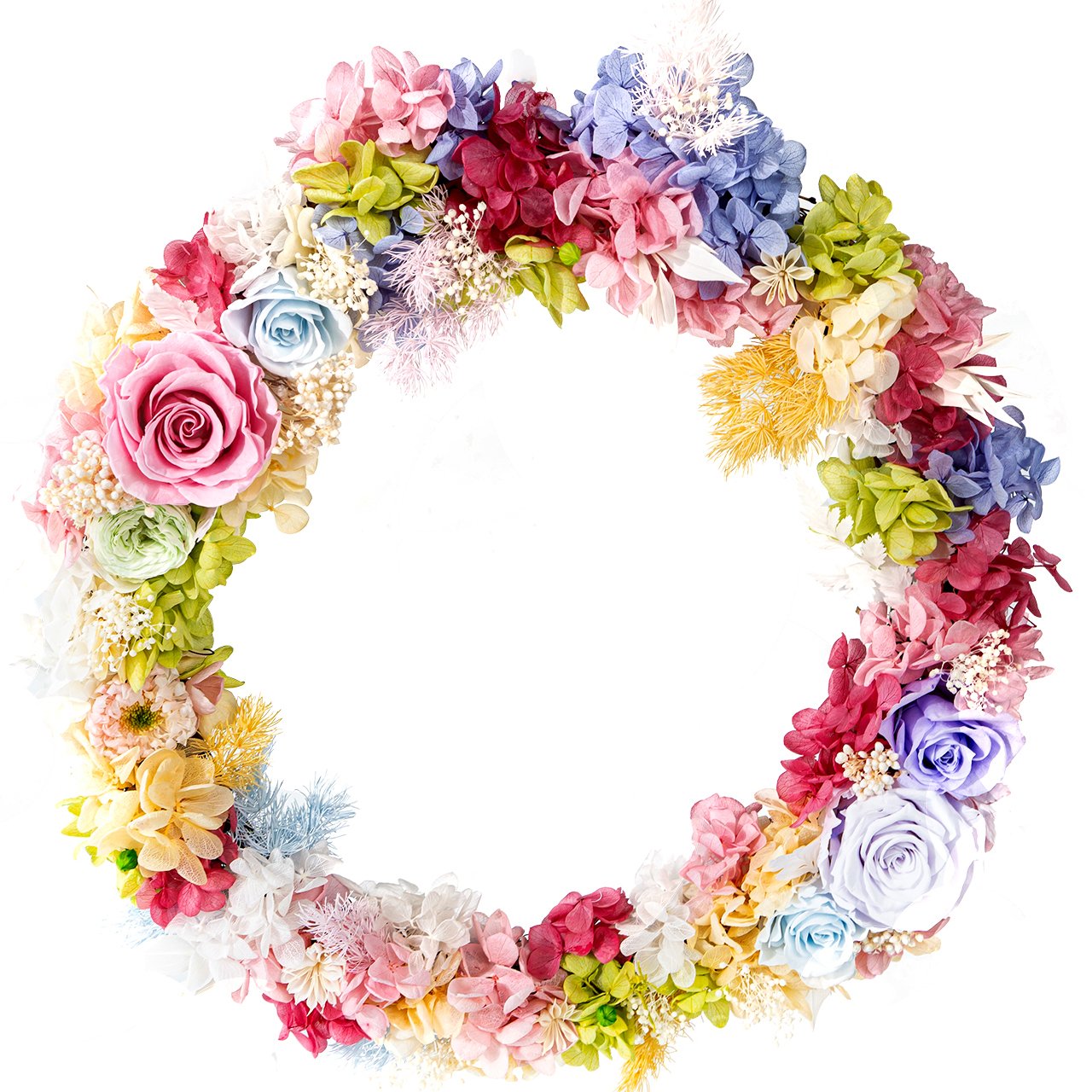 33cm Christmas Decoration Supplier New Year BLue Round Door Decoration Preserved Flower Christmas Tree Candy Garland Wreath