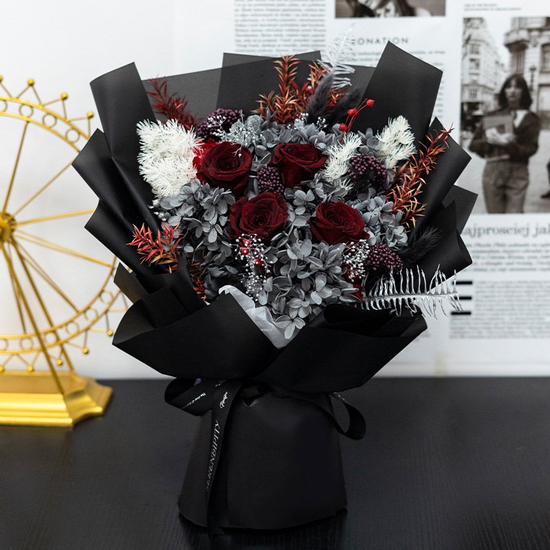 Wholesale Mother's Day Artificial Rose Gifts Eternal Flower Bouquet Red Purple Rose Bouquets Preserved Flowers