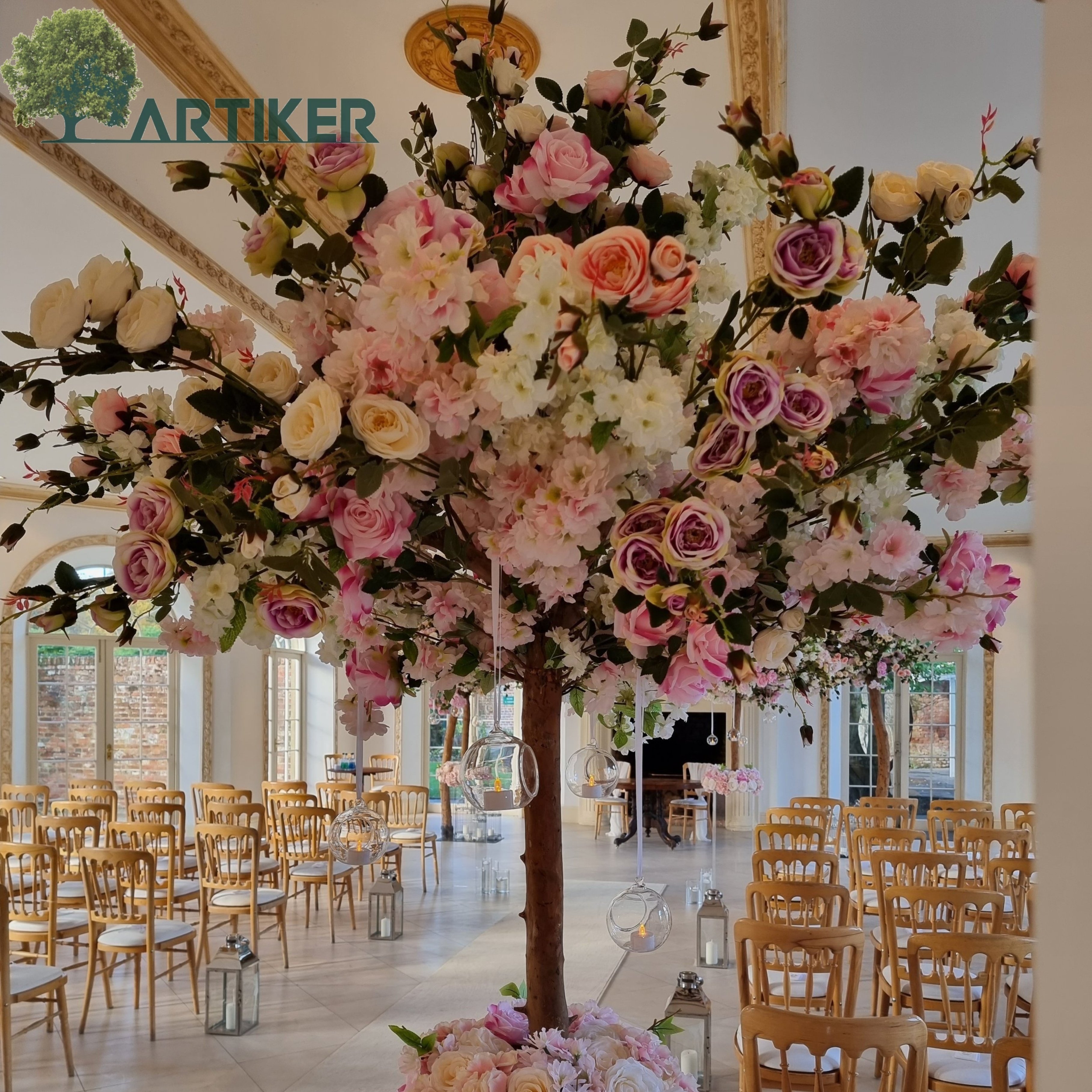Indoor Factory Wholesale Centerpiece Wedding Decoration Fabric flowers Artificial Rose Trees