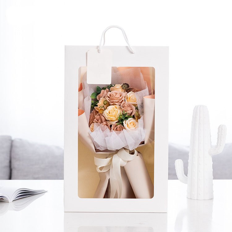 Promotional Valentine's Day Birthday Gift Rose Soap Flower Hand Holding Flower Bouquet Portable Gift Box