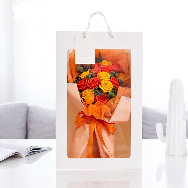 Promotional Valentine's Day Birthday Gift Rose Soap Flower Hand Holding Flower Bouquet Portable Gift Box