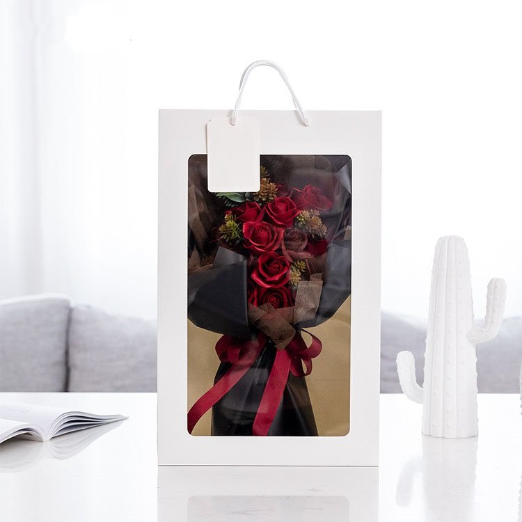 Promotional Valentine's Day Birthday Gift Rose Soap Flower Hand Holding Flower Bouquet Portable Gift Box
