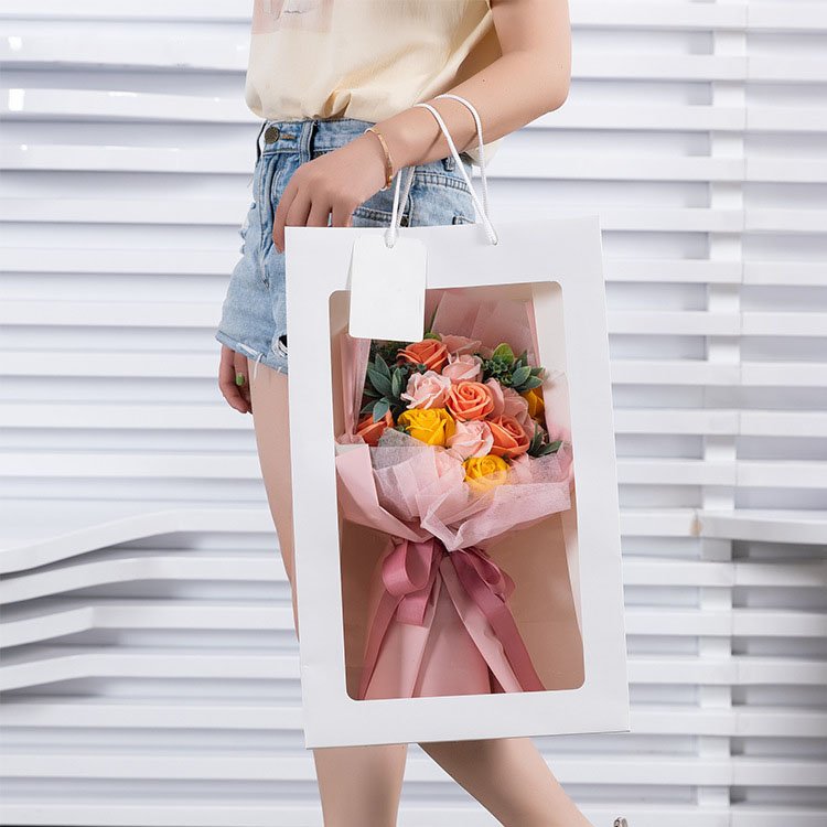 Promotional Valentine's Day Birthday Gift Rose Soap Flower Hand Holding Flower Bouquet Portable Gift Box