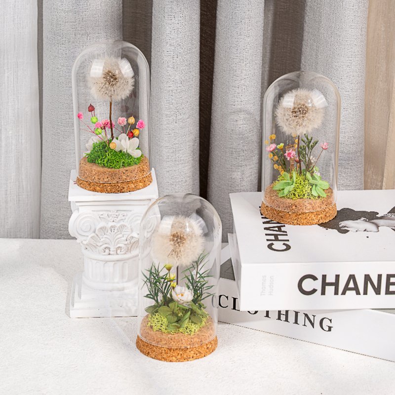Eternal Flower Arrangement Morthers Day Christmas Ornaments Everlasting Preserved Forever Roses Dried Dandelion Flower In Glass