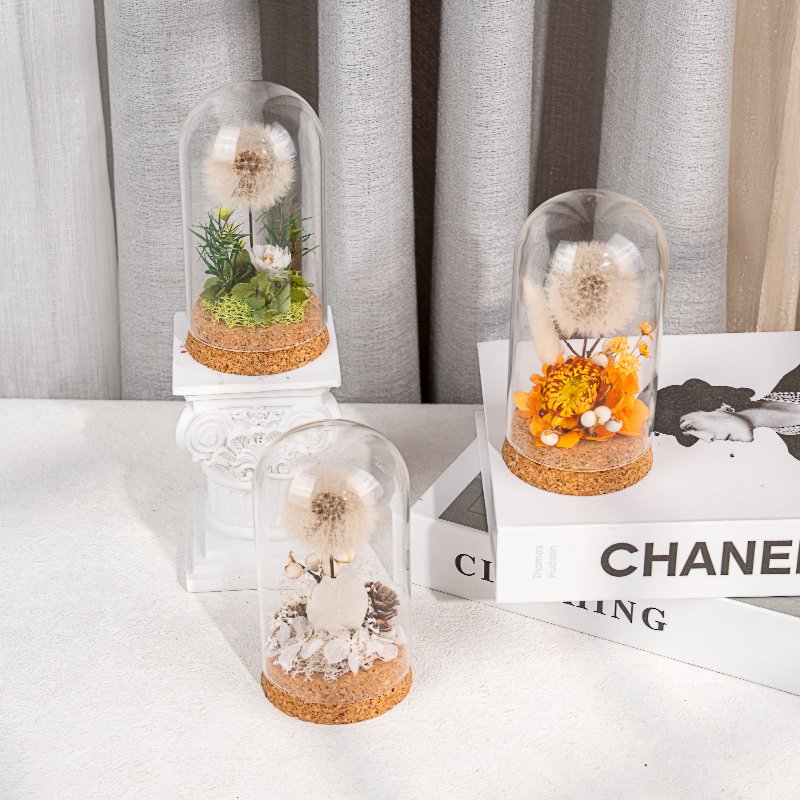 Eternal Flower Arrangement Morthers Day Christmas Ornaments Everlasting Preserved Forever Roses Dried Dandelion Flower In Glass