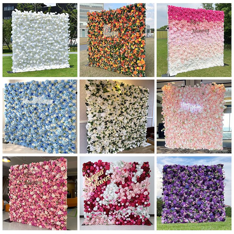 Dried Decor 10 X Fabric Wedding Backdrops Artificial Decoration And Balloon Roll Up Flower Wall