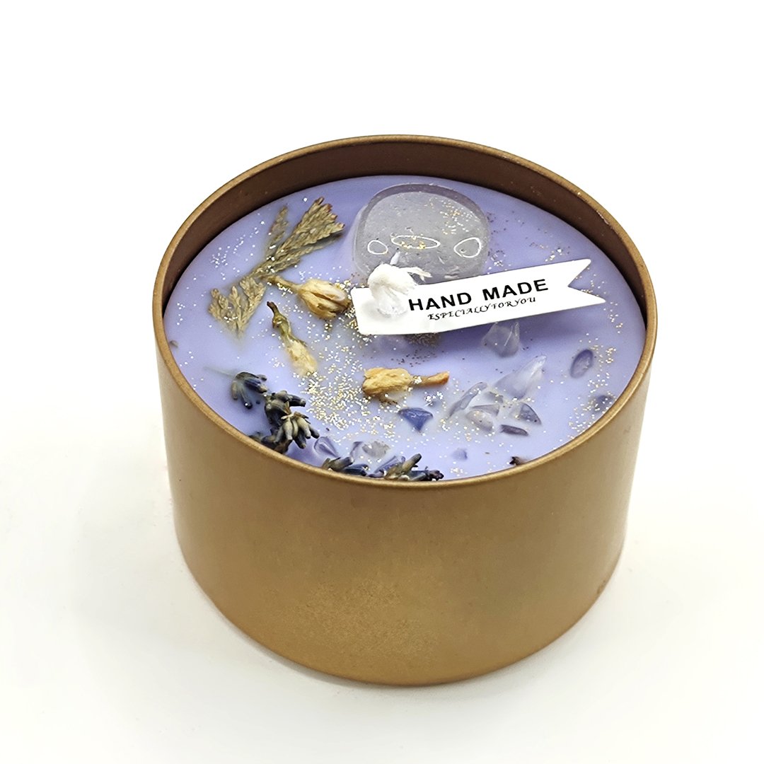 Customizable Dry Flower color Candles Aromatherapy Scented Crystal Candle In Black Tin