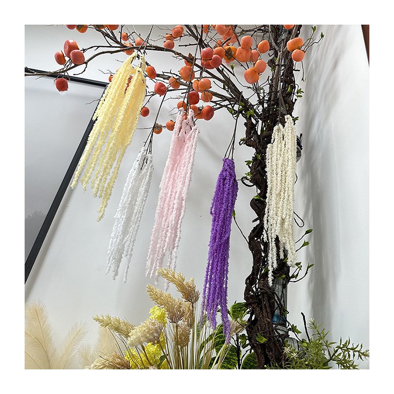 Colorful Amaranthus and Wisteria Hanging Vine Flowers Preserved Bleached for Christmas Wall Decor or Wedding Bouquets