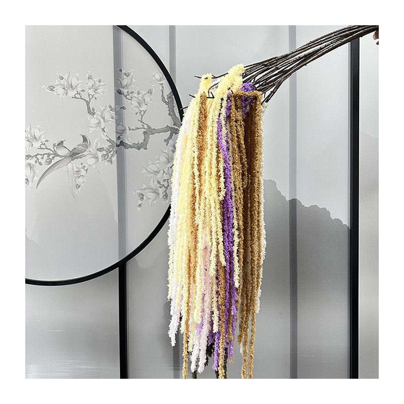 Colorful Amaranthus and Wisteria Hanging Vine Flowers Preserved Bleached for Christmas Wall Decor or Wedding Bouquets