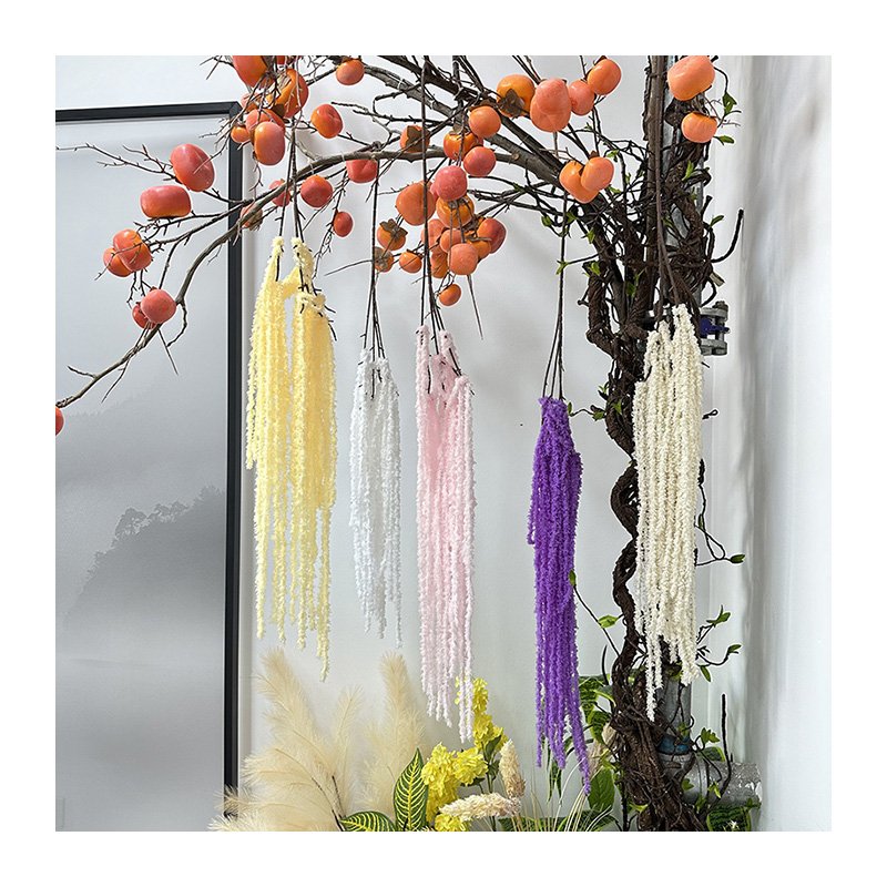 Colorful Amaranthus and Wisteria Hanging Vine Flowers Preserved Bleached for Christmas Wall Decor or Wedding Bouquets